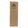A portable fan in a cardboard box with a simple design. The product has a logo on the packaging.