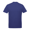 A plain navy blue short sleeve tee for men featuring a smooth back design and a logo.