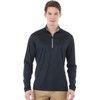 A navy quarter zip track jacket for men featuring long sleeves and a logo.