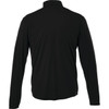 A black men's quarter zip track jacket with long sleeves, featuring a simple design and a back view.