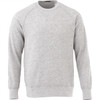 A grey crewneck fleece jumper for men with a simple design and raglan sleeves, featuring a logo.
