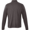 A men's quarter zip jumper in dark grey with long sleeves and a collar, featuring a logo.