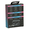A box of Skullcandy Jib True 2 earbuds, featuring a sleek design in black and vibrant accents, with a logo.