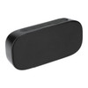 A black Bluetooth speaker with a sleek design and control buttons on the top. It features a textured speaker grille.