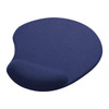 A navy blue gel mouse pad with a wrist rest, featuring a smooth surface and ergonomic design.