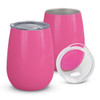A drink bottle set featuring two pink Cordia Vacuum Cups with silver interiors and clear lids.