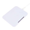 A wireless charger featuring a sleek, rectangular design in white, with a cable attached for power connection.