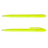 A set of bright yellow plastic pens, featuring smooth barrels and clip designs. Each pen has a point for writing.