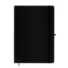 A black Capella A4 Notebook featuring a sleek design, an elastic closure, and a ribbon bookmark.