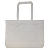 A large, cream-coloured reusable grocery bag with two handles and a plain design. It has a branding logo.
