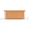 A lunch box with a sleek metal container wrapped in a brown kraft paper sleeve.