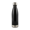 A drink bottle in a sleek black finish with a stainless steel base and a screw-top lid.