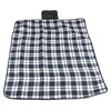 A Leisure Picnic Blanket featuring a classic black and white plaid pattern, designed for outdoor use.
