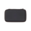 A sleek black power bank case with a zip closure and a logo on the surface.