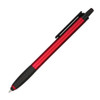 A red stylus pen with a black grip and clip, featuring a sleek metal design.