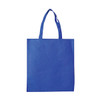 A blue tote bag with two handles and a simple design. It features a plain surface without additional details.