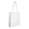A plain white tote bag with long handles and no visible logos or branding. The bag is rectangular in shape.