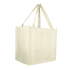 A tote bag in a light cream colour with long handles and a rectangular shape. It has a simple design with no visible branding.