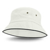 A black sandwich trim bucket hat in a light colour, featuring ventilation eyelets and a wide brim.