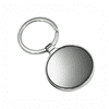 A silver keyring featuring a round mirror, ideal for personal use or as a promotional item.