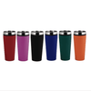 A drink bottle set featuring six travel mugs in red, pink, black, blue, green, and orange with stainless steel accents.