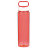 A drink bottle in a vibrant red hue with a white lid and a convenient handle.