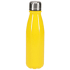 A drink bottle in vibrant yellow with a stainless steel cap. The bottle has a sleek, modern design and a glossy finish.
