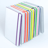 A stack of colourful notebooks featuring a variety of bright covers and matching elastic bands.