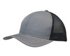 A breathable poly twill cap in grey with a honeycomb mesh side panel and a curved brim. Features a logo.