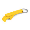 A drink bottle opener in a bright yellow color, designed as a key ring for easy portability.