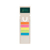 A bookmark shaped like a milk carton in pastel colours with a ruler and a logo at the top.