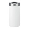 A drink bottle in white with a stainless steel lid, designed as a cool thermal holder for beverages.