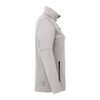 A light grey women's softshell jacket with a high collar and side pockets, featuring a logo.