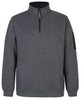 A grey 1/2 zip fleece jumper featuring a high collar and a side pocket, with a logo on the sleeve.