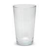 A clear glass tumbler with a simple, sleek design, featuring a smooth surface and a slight taper towards the base.