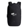 A black Bellroy Via Backpack 20L with a zippered compartment and shoulder straps. Features a logo on the front.