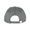 A grey organic washed cotton cap featuring a rear adjustable strap and a logo on the back.