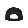 A black mesh cap featuring a curved brim and adjustable back. It has a logo on the front.