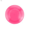A round, bright pink plastic button magnet with a smooth surface and a flat back.