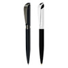 A metal pen gift set featuring a sleek black pen and a silver-accented pen, both with a logo.
