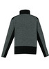 A grey and black unisex pullover with a half zip and reinforced knit design, featuring a back view.