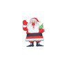 A red and white Santa Claus USB flash drive holding a small Christmas tree. It features a playful design and a logo.