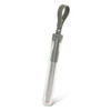 A telescopic straw in a transparent case with a grey clip. The straw has a metallic finish.