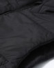 A black men's sustainable insulated puffer vest featuring a 3D cut design and visible stitching details.