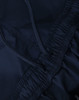 Navy unisex mercerised cotton shorts featuring an elastic waistband with a drawstring. Includes a logo detail.