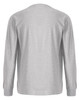 A grey long-sleeve tee shirt made of premium cotton, featuring a simple design with a logo.