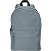 A grey laptop backpack with a front zip pocket and shoulder straps. It features branding on the front.