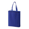 A blue non-woven tote bag with two handles and a simple design. It features a logo on the front.
