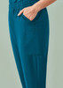 A teal women's jogger scrub pant featuring an elastic waistband and a side pocket.