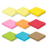 Coloured sticky pads in various shades: yellow, pink, orange, red, green, blue, and brown, stacked in rows.